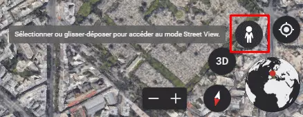 Bouton pour passer en mode Street View